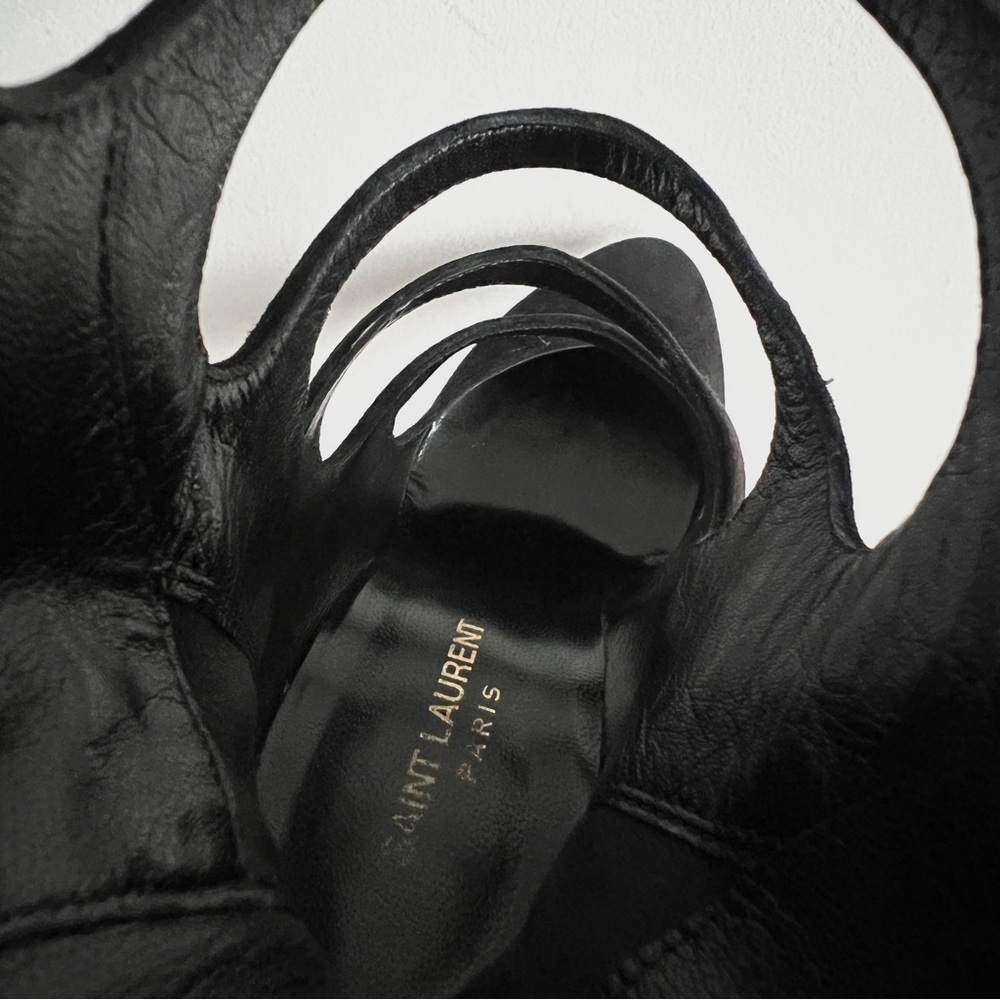 Saint Laurent black suede cut out cage Joplin 105 knee high boots - Picture 10 of 16
